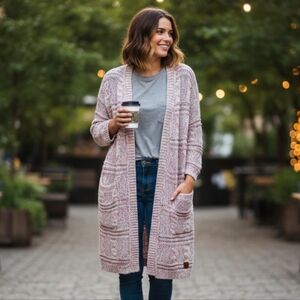 Roots Multi-Color Confetti Knit Open Front Cardigan - Small